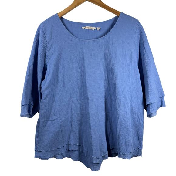 SOFT SURROUNDINGS Siesta Key Cotton Tunic Top Women L Pale Blue Spring Minimal - Picture 1 of 8